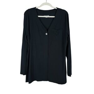 Soft Surroundings Miramar Black Asymmetric Crossover Long Sleeve Shirt Womens XL